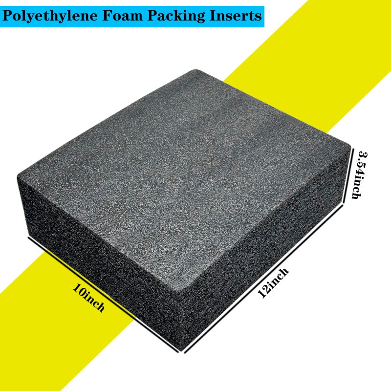 QISF 2PCS Cuttable Polyethylene Foam Block 12x10x3.5Inch Packing Sheet,9CM/3.5In Thick Padding Inserts Foam for DIY Crafts,Cases and Boxes Packing, Black - Image 3